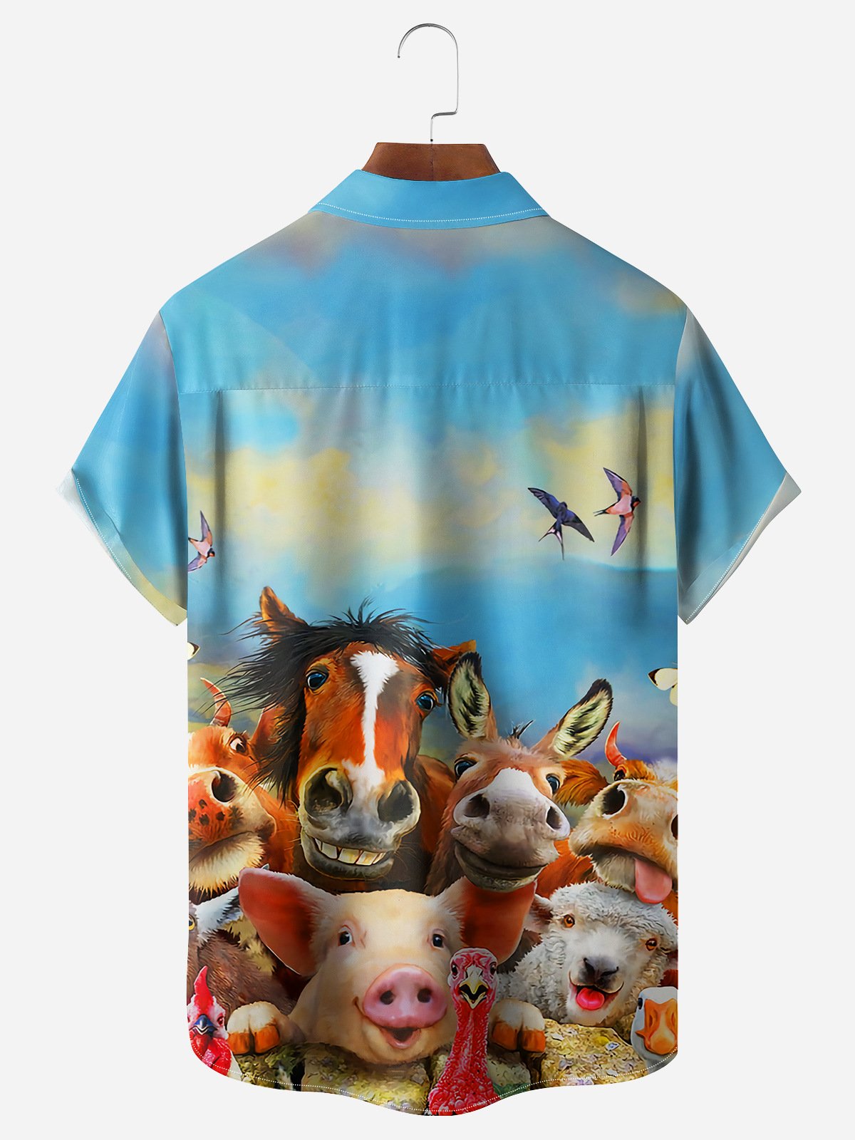 Fun Animals Chest Pocket Short Sleeve Casual Shirt