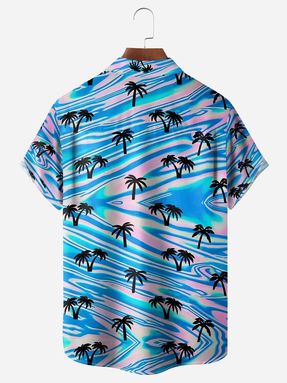 Coconut Tree Chest Pocket Short Sleeves Hawaiian Shirts