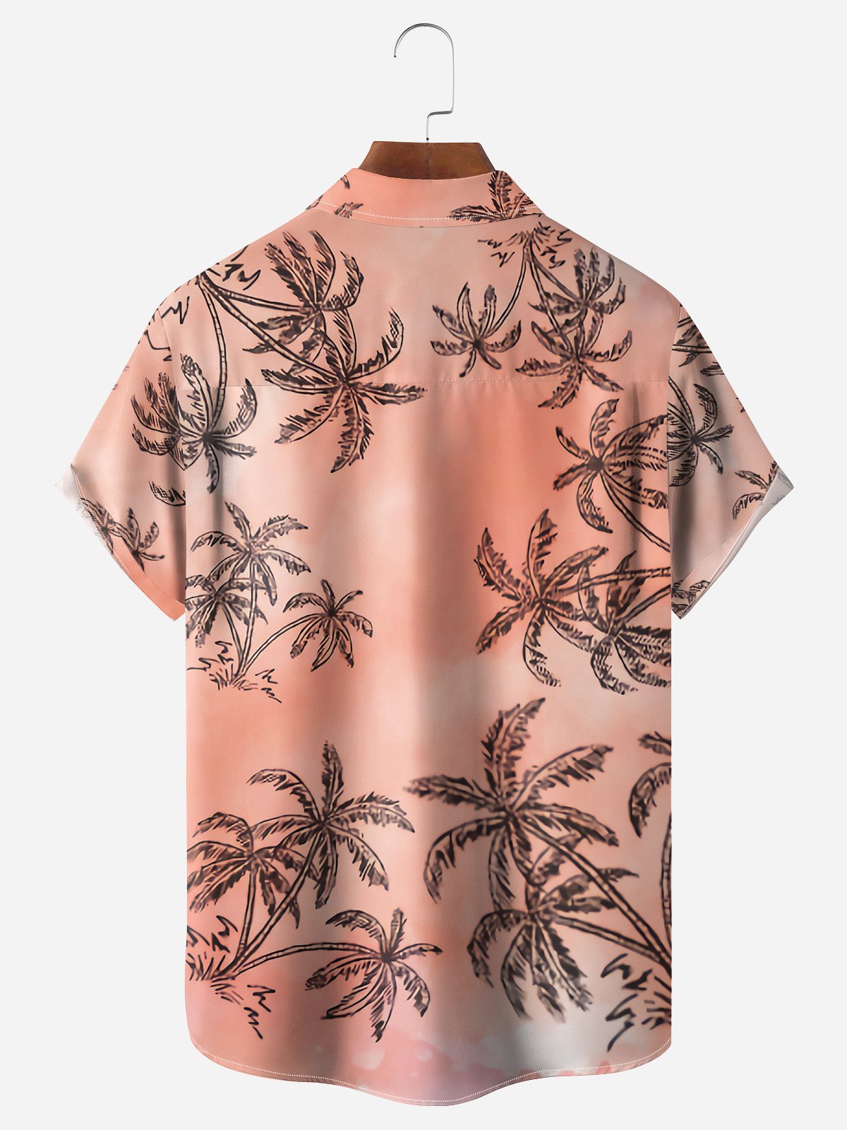 Palm Tree Chest Pocket Short Sleeve Hawaiian Shirt