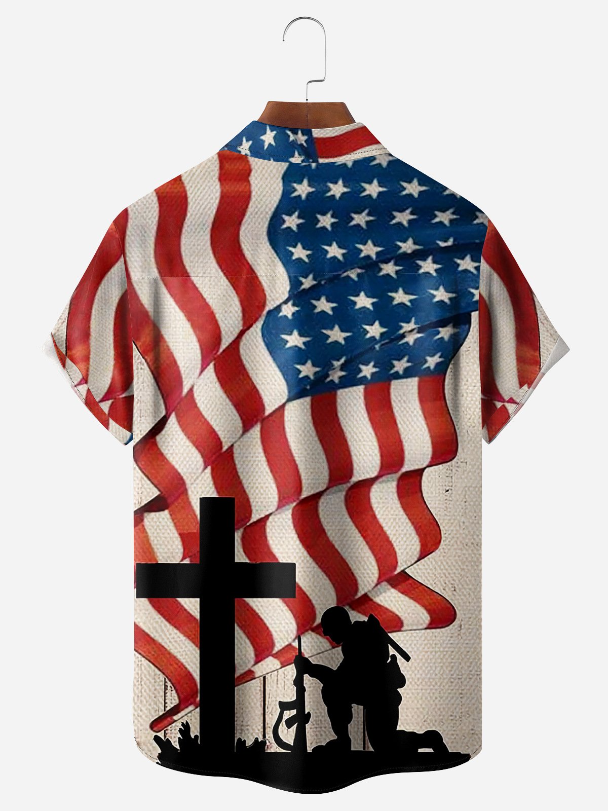 Veterans American Flag Chest Pocket Short Sleeve Shirt