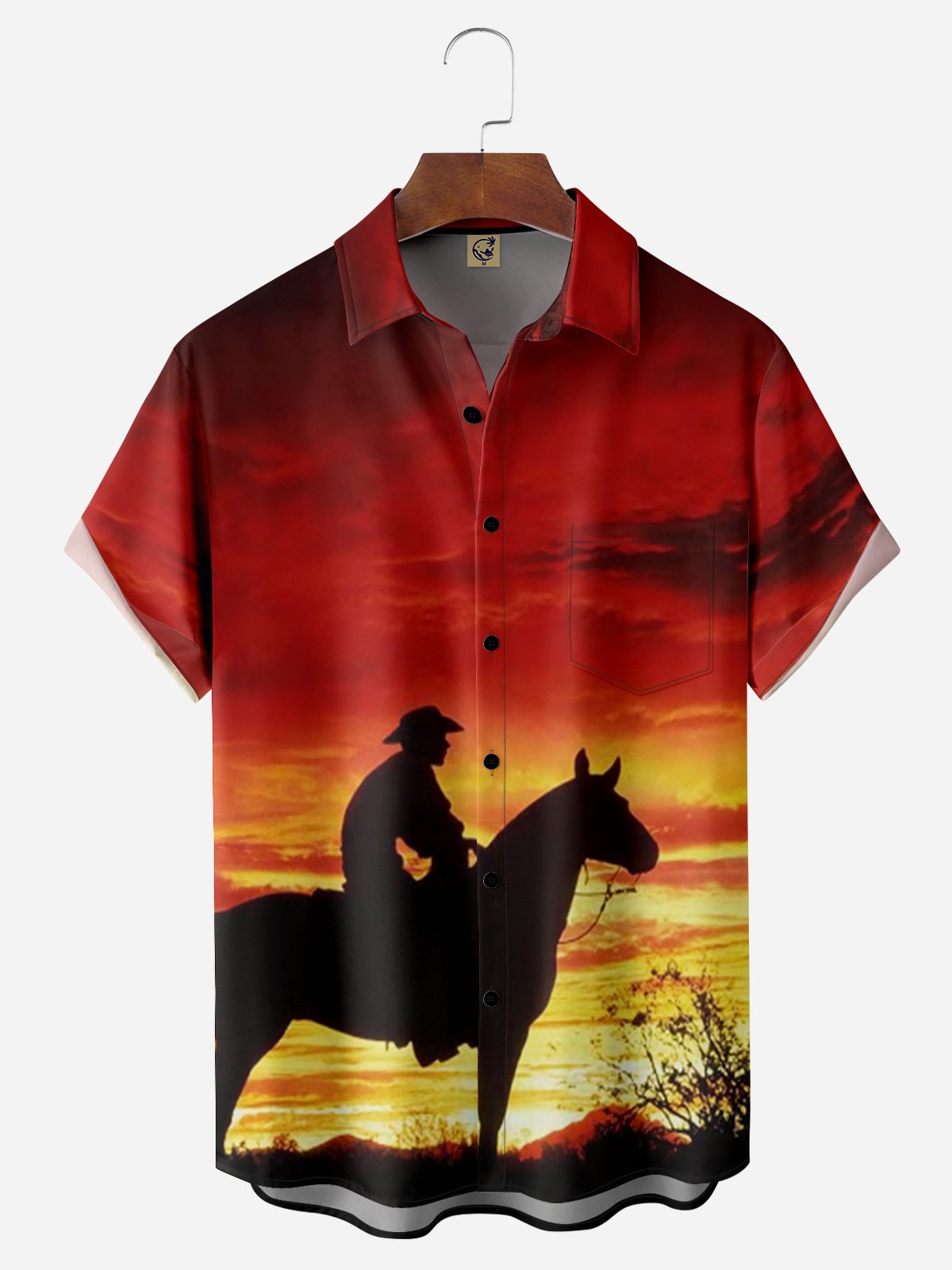 Cowboy Chest Pocket Short Sleeve Casual Shirt