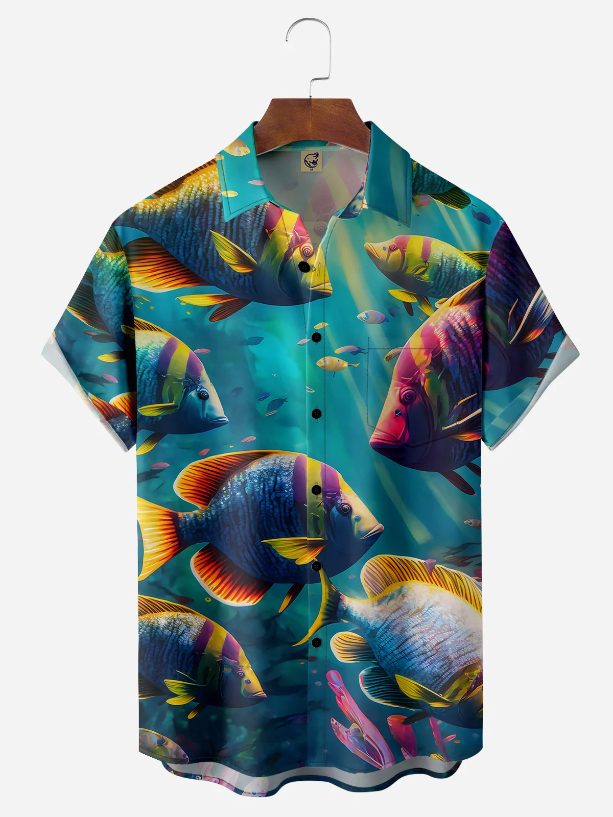 Tropical Fish Chest Pocket Short Sleeve Hawaiian Shirt