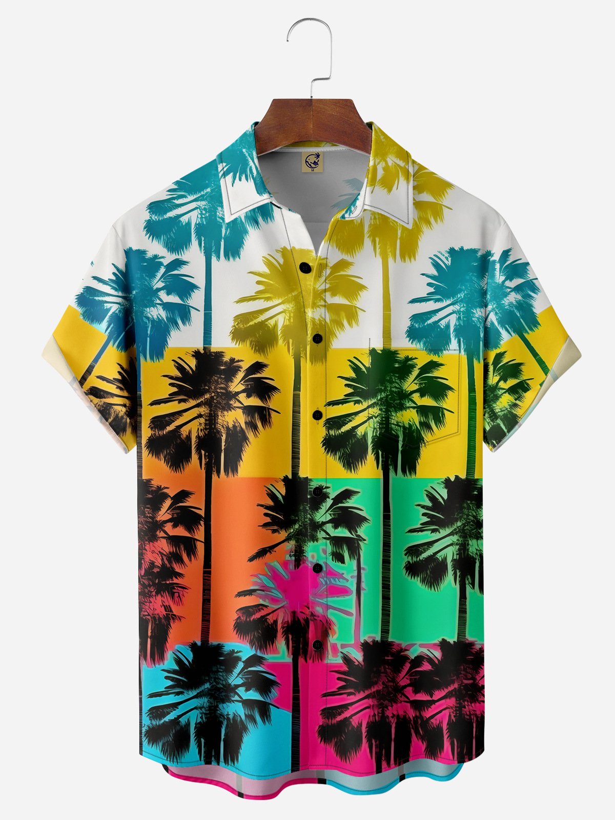 Coconut Tree Chest Pocket Short Sleeve Hawaiian Shirt