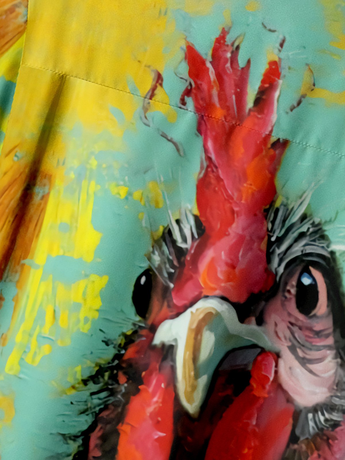 Hardaddy Rooster Painting Chest Pocket Short Sleeve Casual Shirt