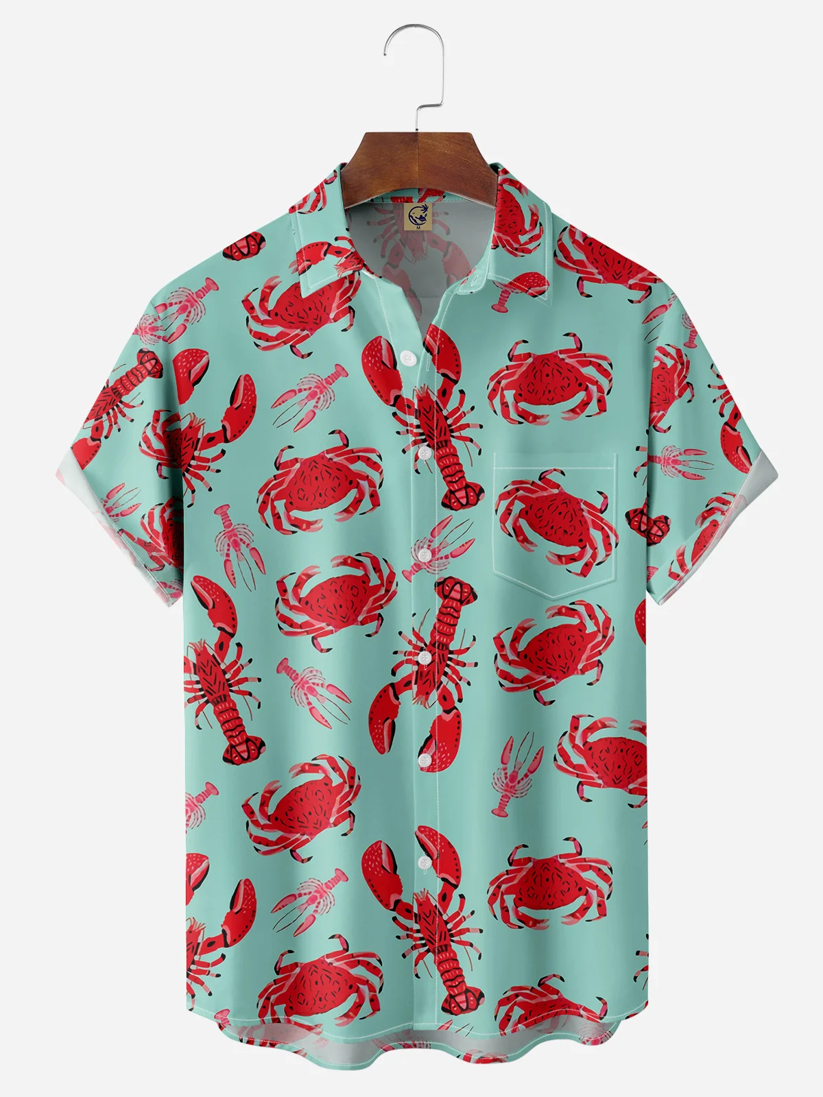 Sea Animals Chest Pocket Short Sleeves Casual Shirts