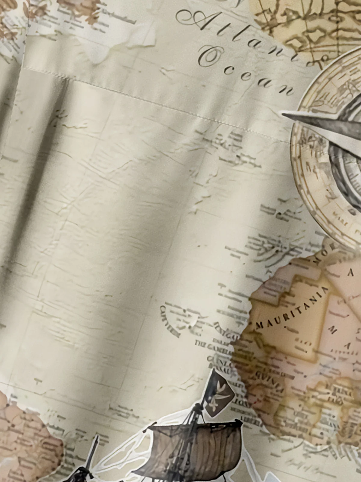 Sailboat Map Chest Pocket Short Sleeve Hawaiian Shirt