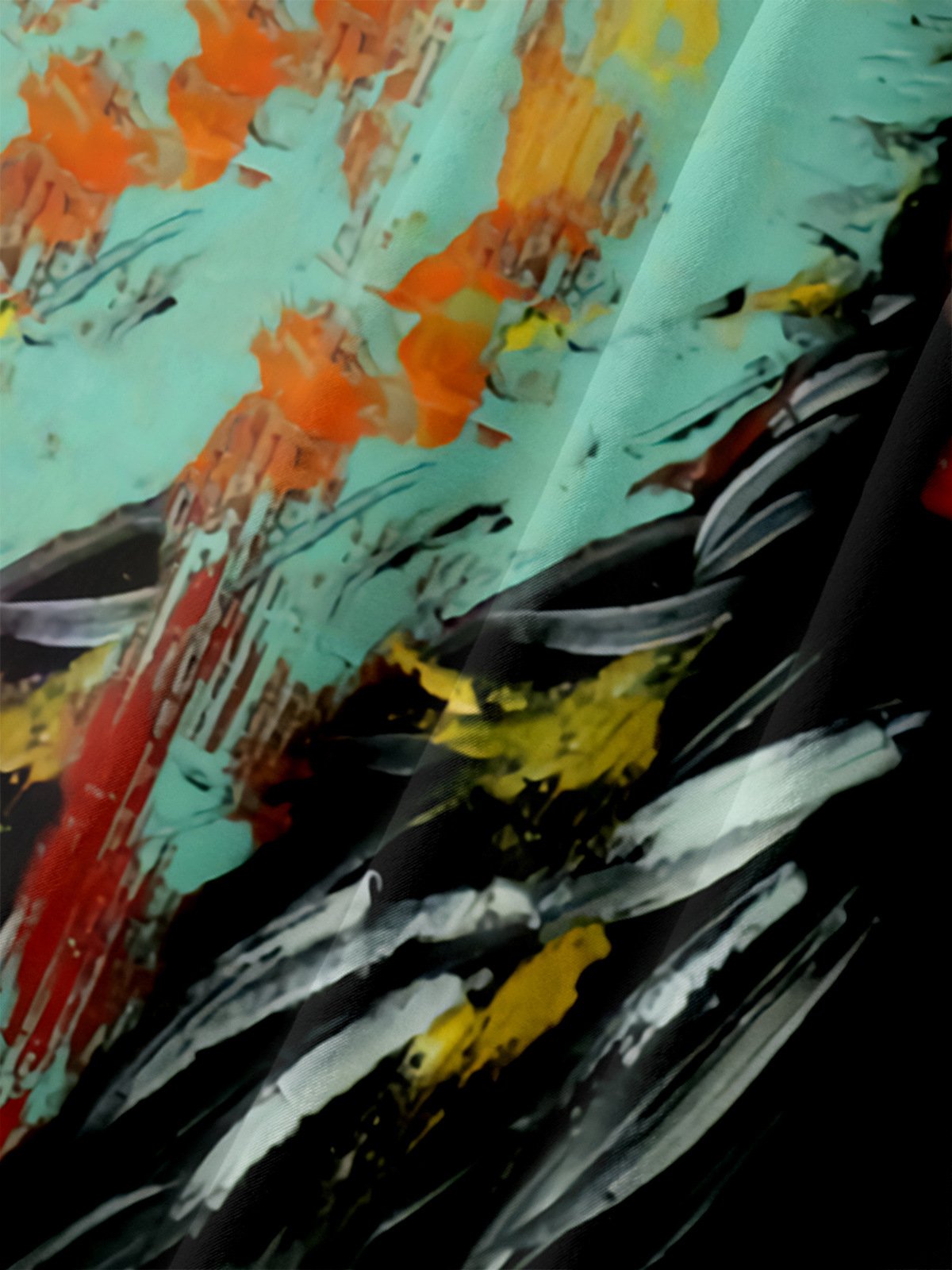 Hardaddy Rooster Painting Chest Pocket Short Sleeve Casual Shirt