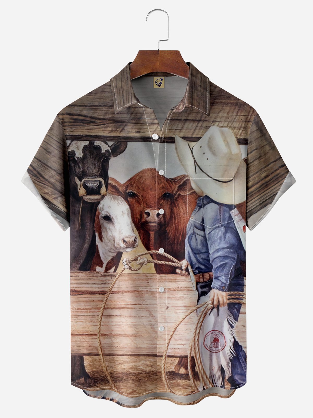 Western Cowboy Chest Pocket Short Sleeve Casual Shirt