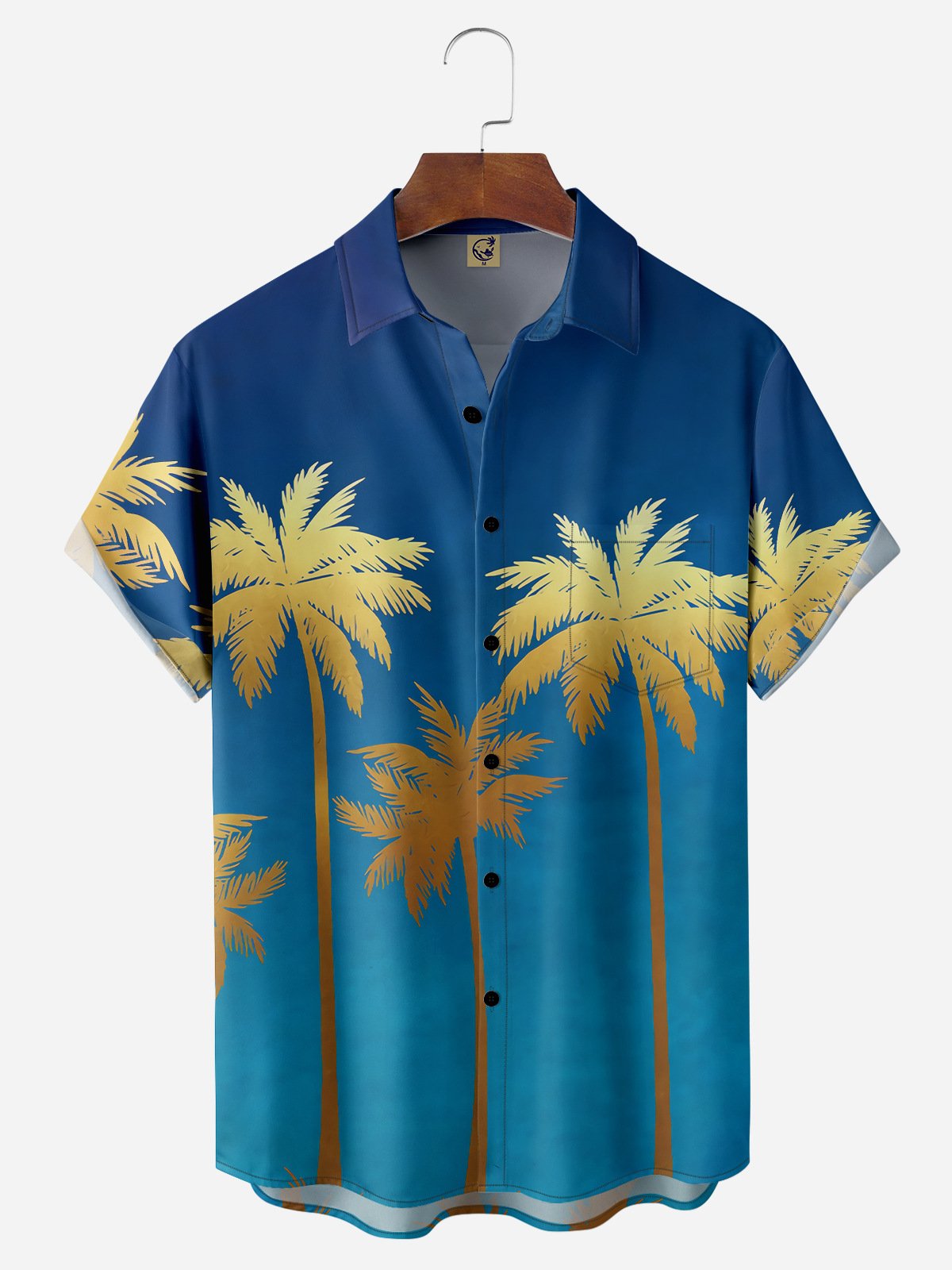 Coconut Tree Chest Pocket Short Sleeve Hawaiian Shirt