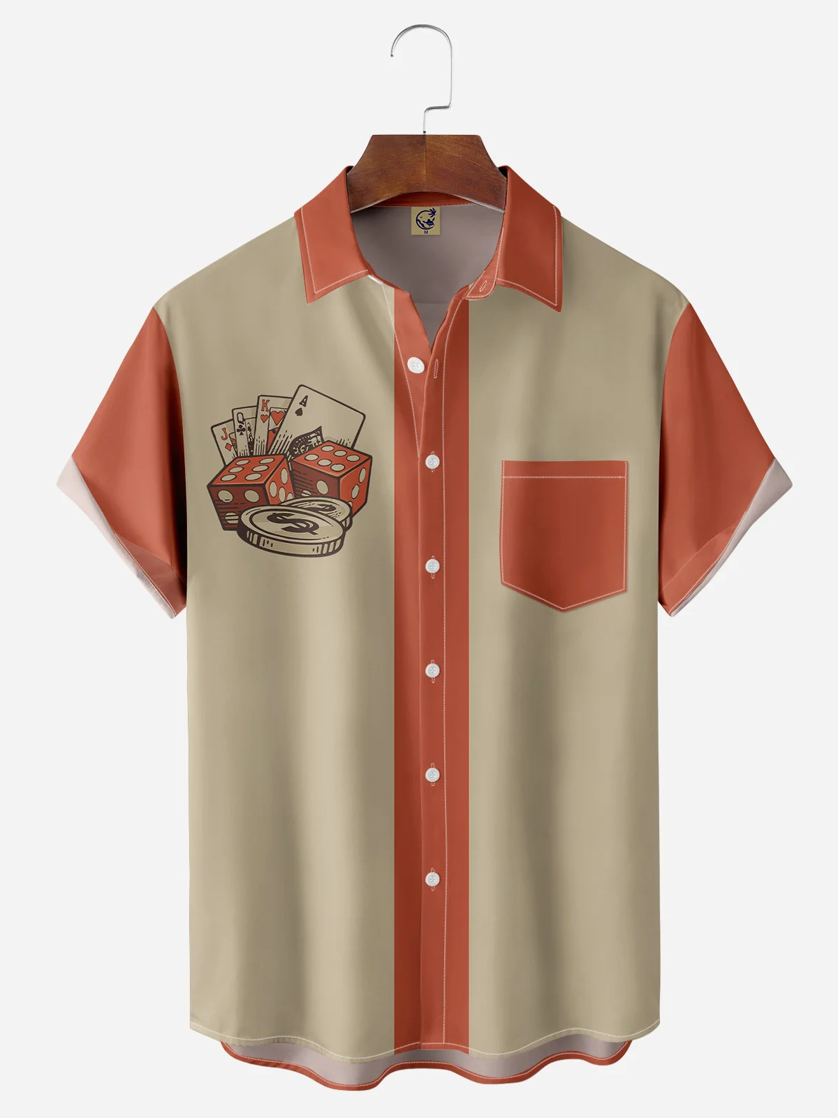 Poker Chest Pocket Short Sleeve Bowling Shirt