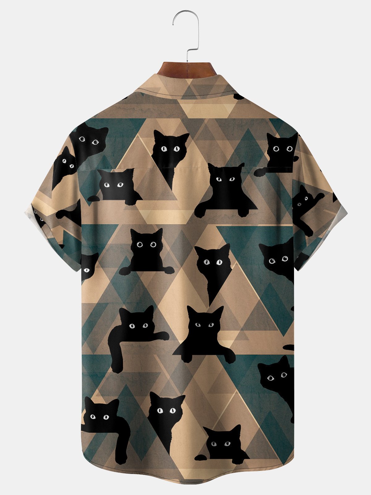 Cat Chest Pocket Short Sleeve Casual Shirt