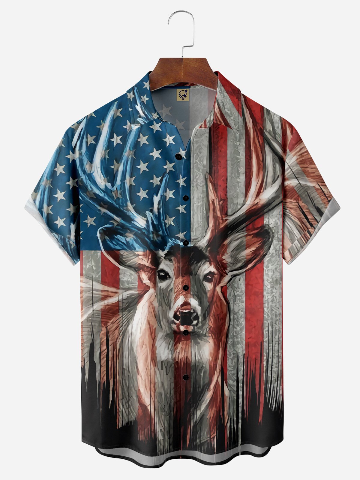 Rangifer Tarandus Chest Pocket Short Sleeve Casual Shirt