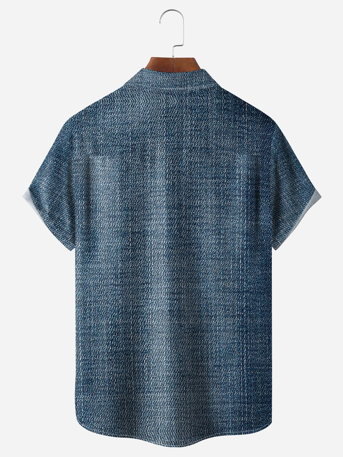 Denim Pattern Chest Pocket Short Sleeve Casual Shirt