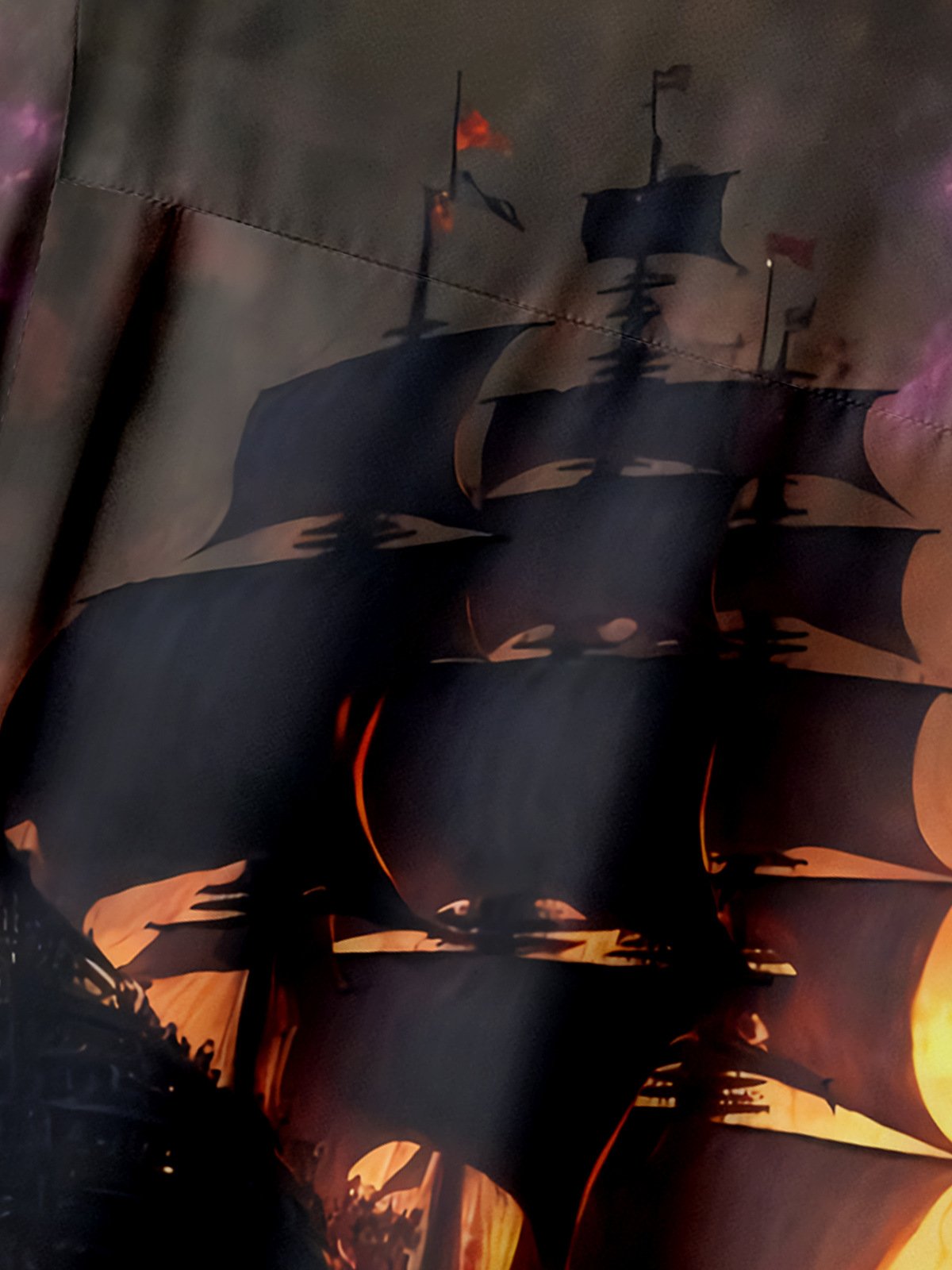 Sailboat Chest Pocket Short Sleeve Hawaiian Shirt