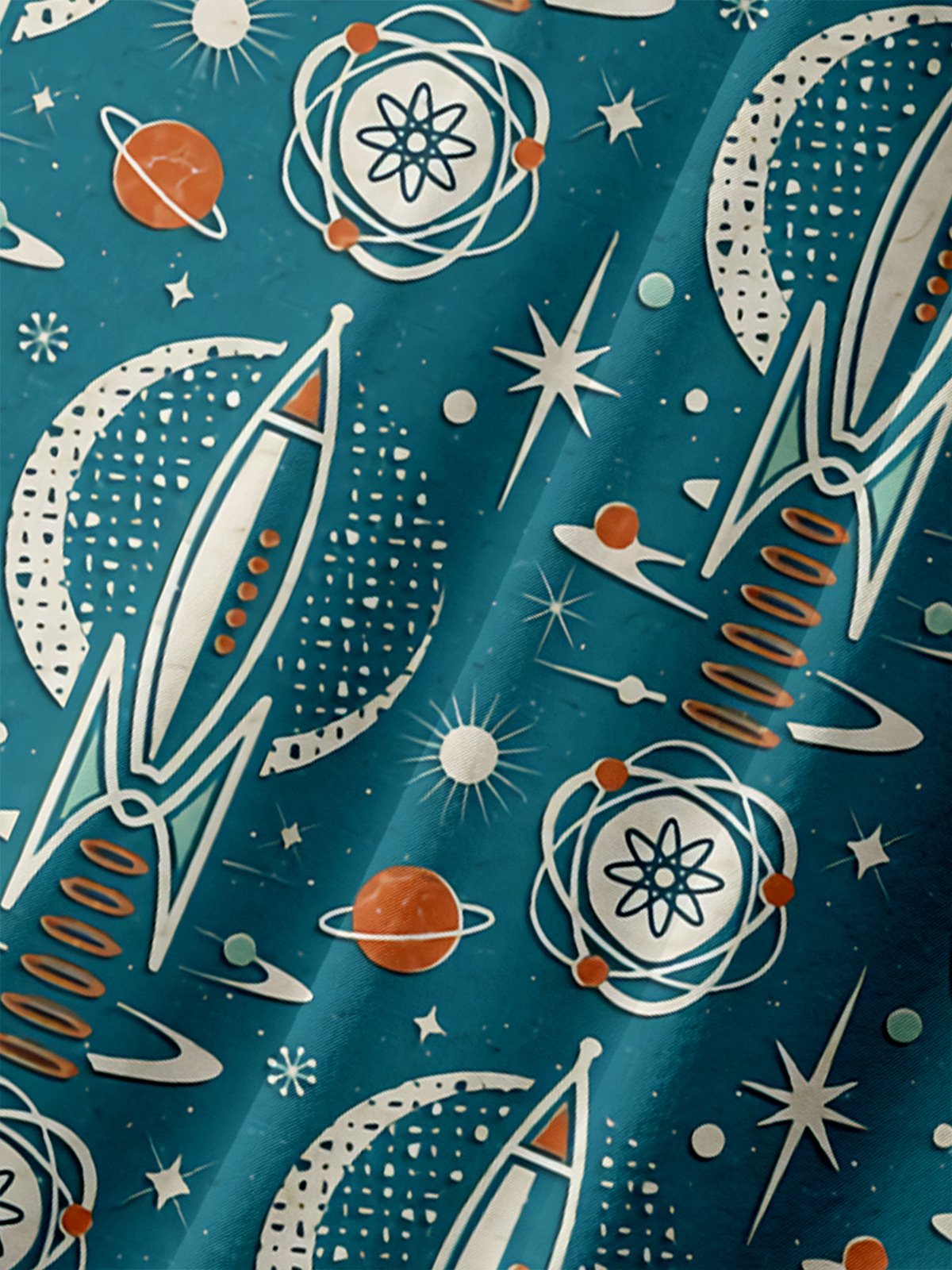Mid Century Geometry Chest Pocket Short Sleeve Hawaiian Shirt