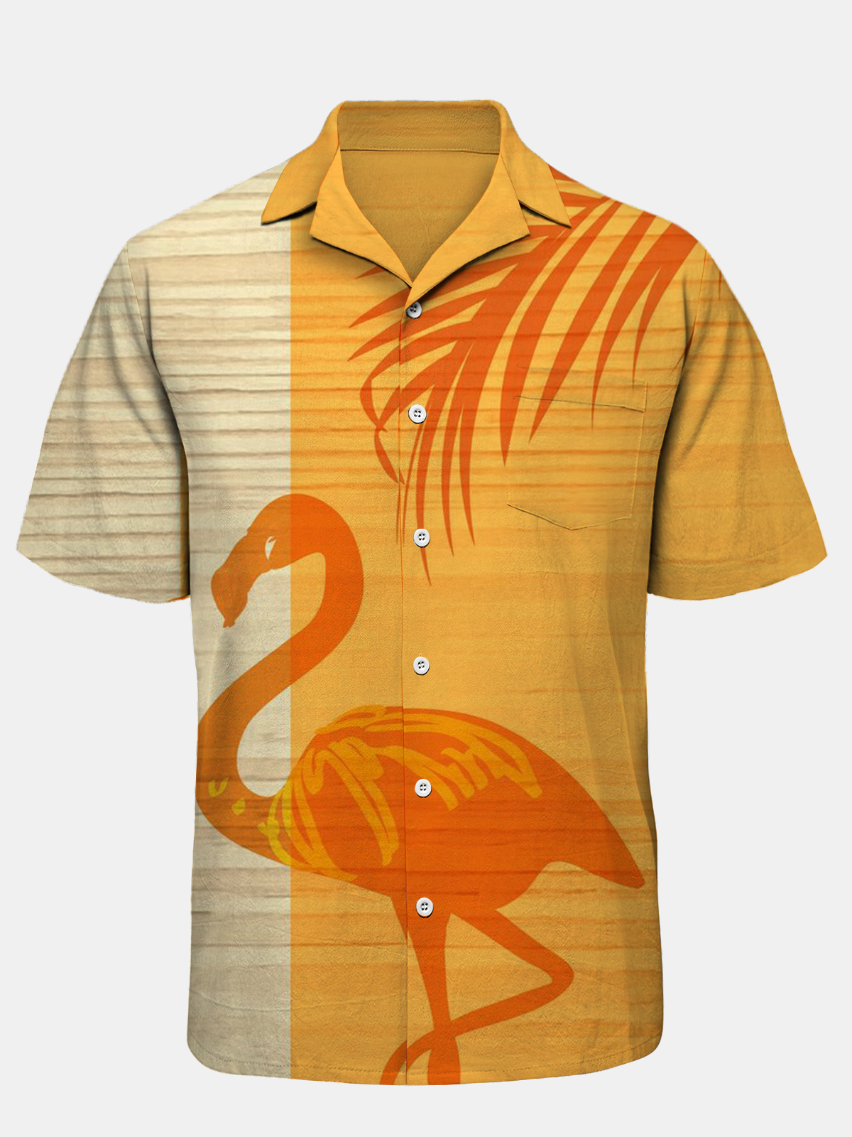 Flamingo Chest Pocket Short Sleeve Resort Shirt