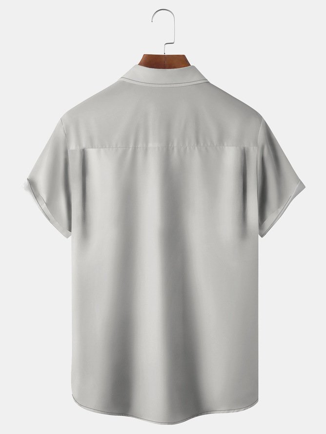 Hardaddy Big Size Textured Chest Pocket Short Sleeve Bowling Shirt