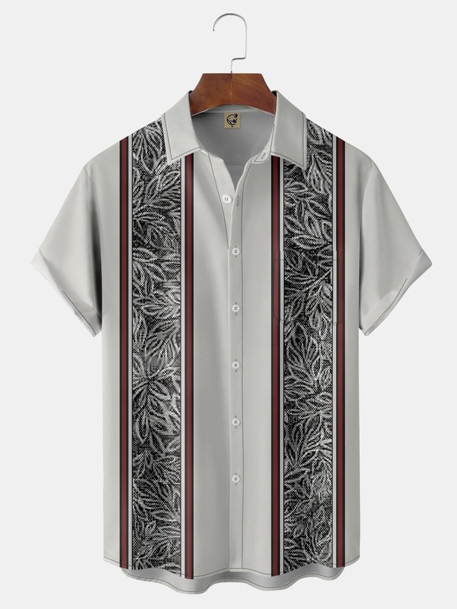 Hardaddy Big Size Textured Chest Pocket Short Sleeve Bowling Shirt