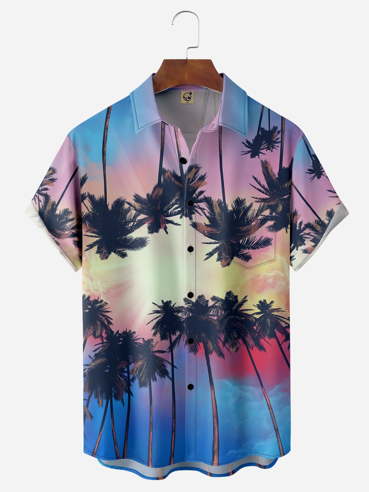 Coconut Tree Chest Pocket Short Sleeve Hawaiian Shirt