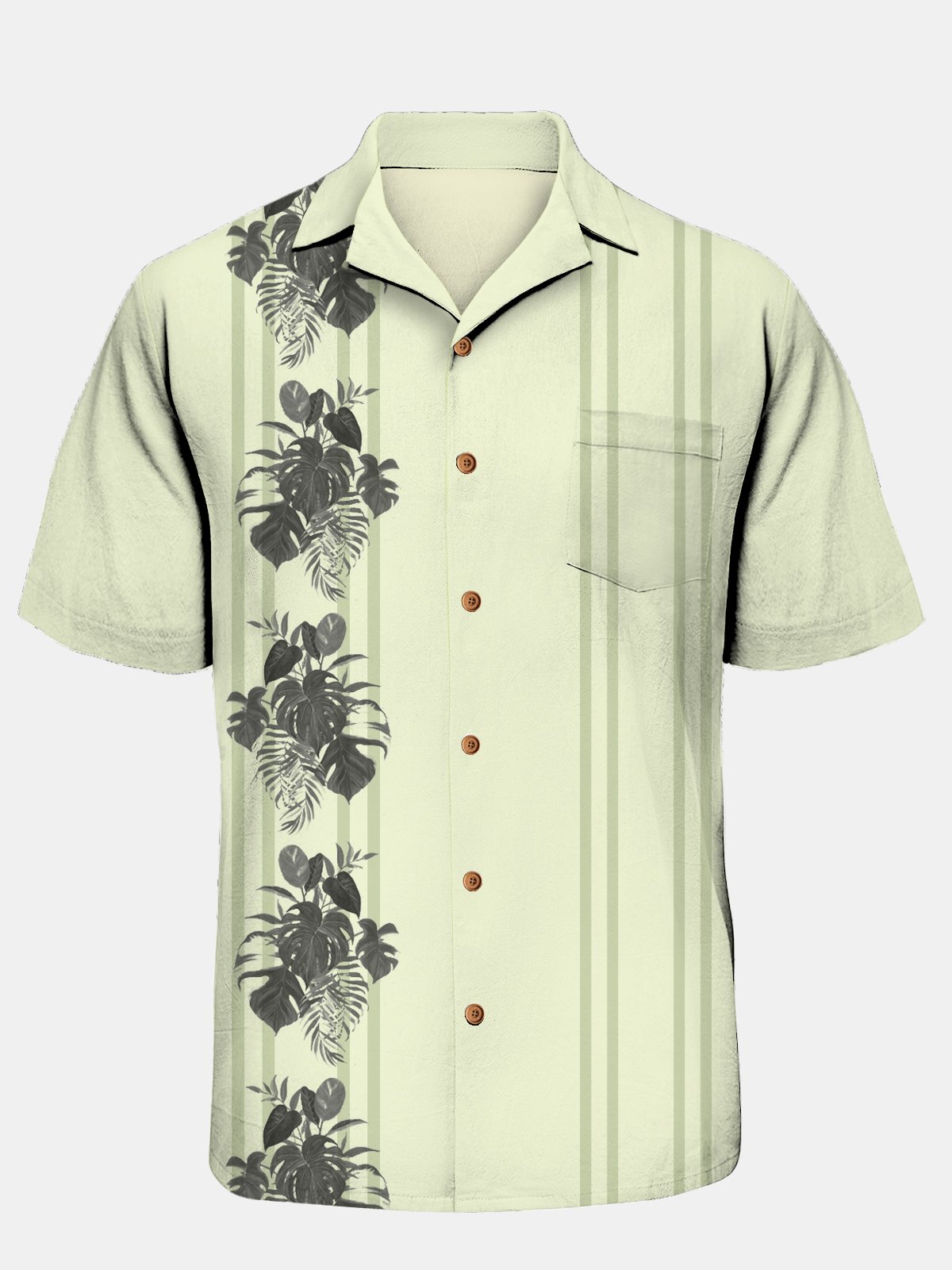 Plants Chest Pocket Short Sleeve Bowling Shirt