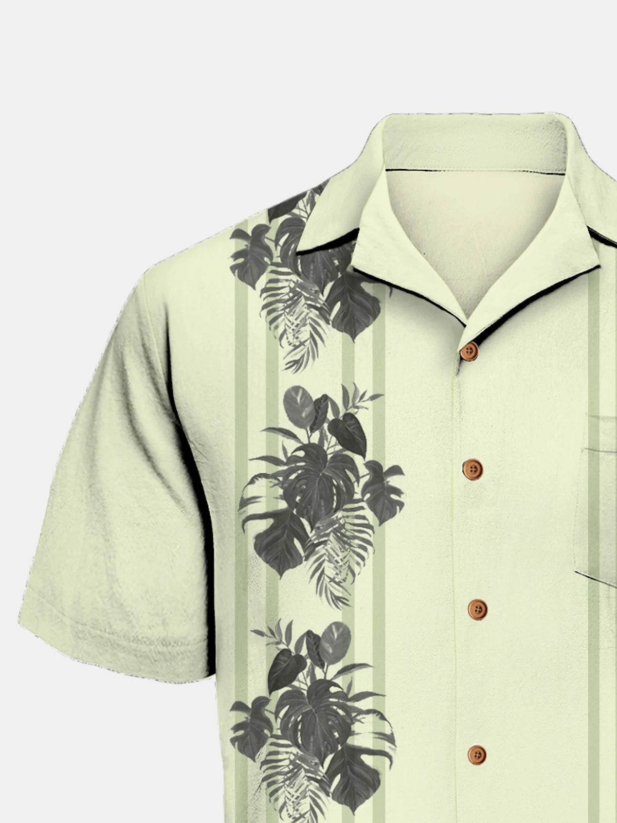 Plants Chest Pocket Short Sleeve Bowling Shirt