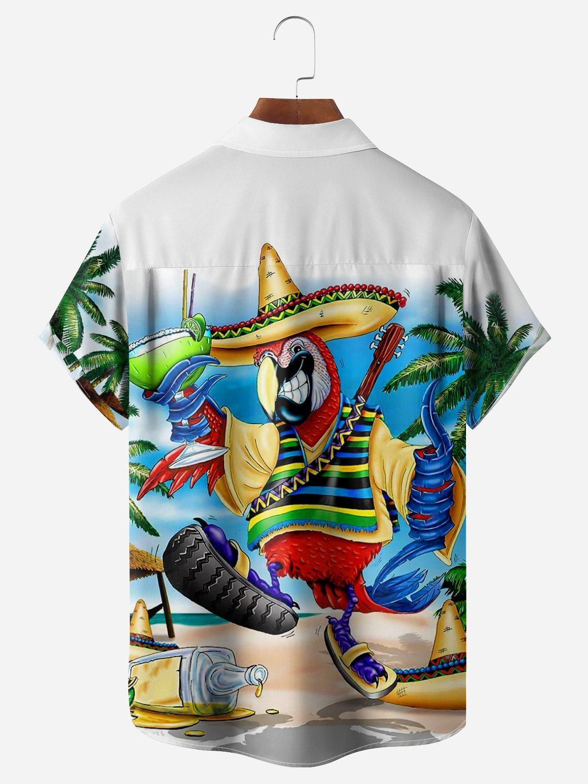 Cinco de Mayo Parrot Chest Pocket Short Sleeve Hawaiian Shirt