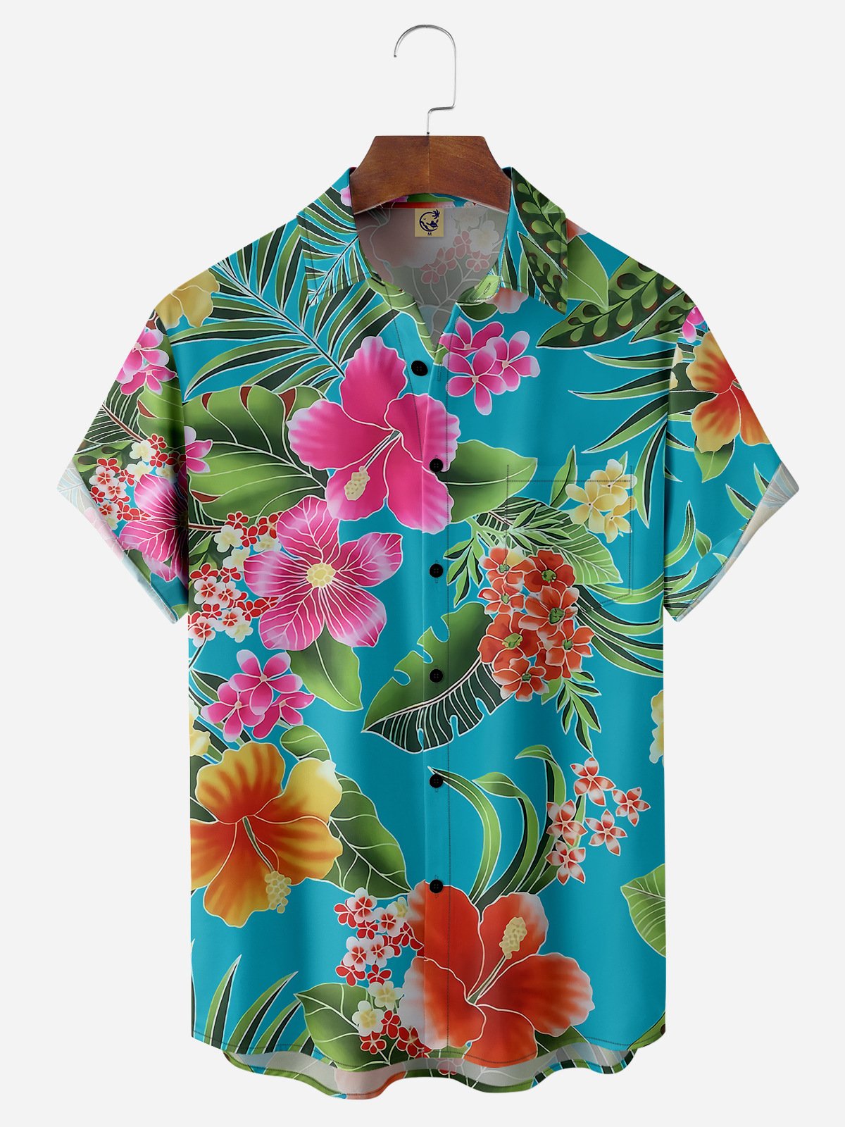 Hibiscus Chest Pocket Short Sleeve Hawaiian Shirt