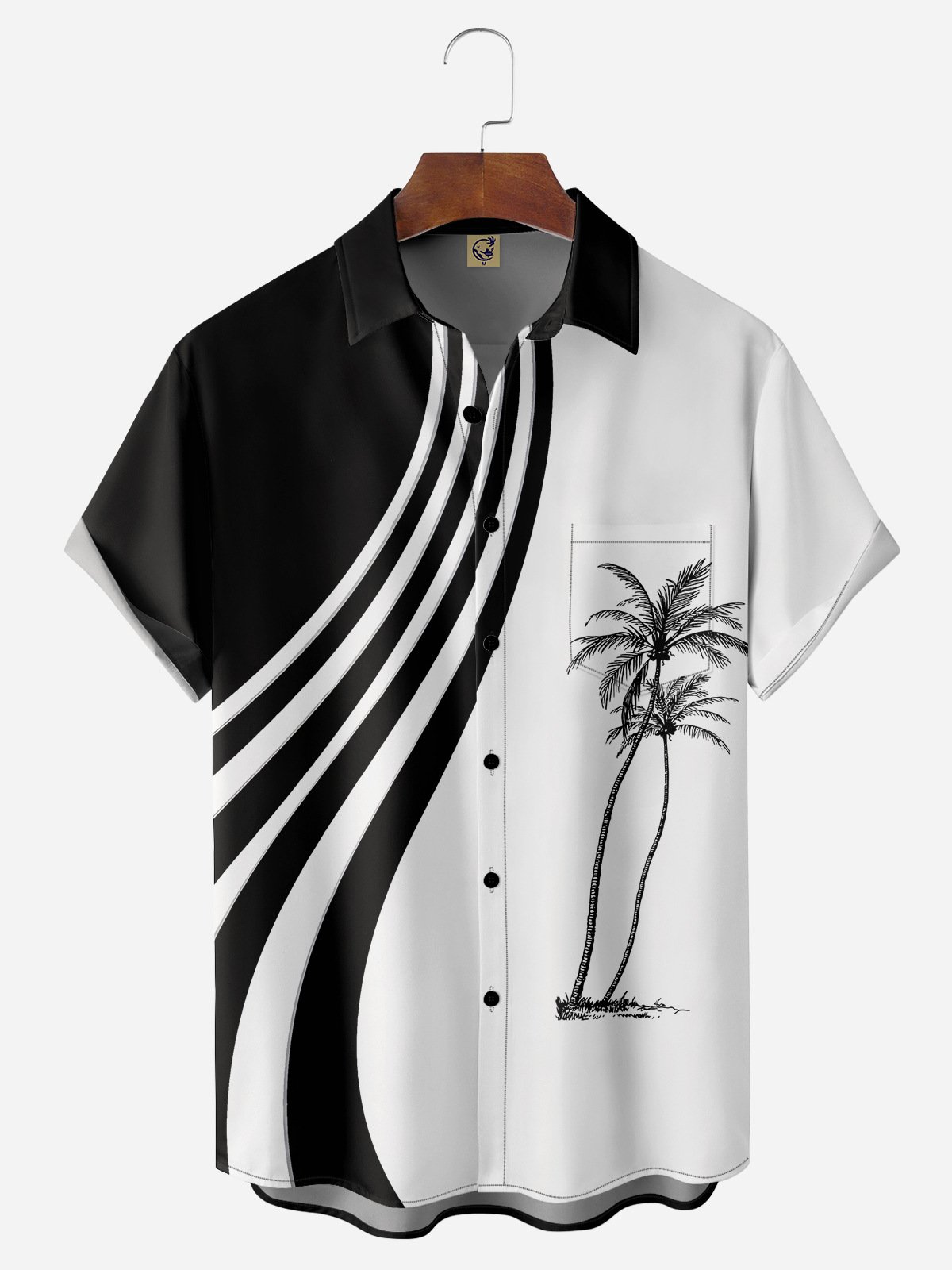 Coconut Tree Chest Pocket Short Sleeve Hawaiian Shirt