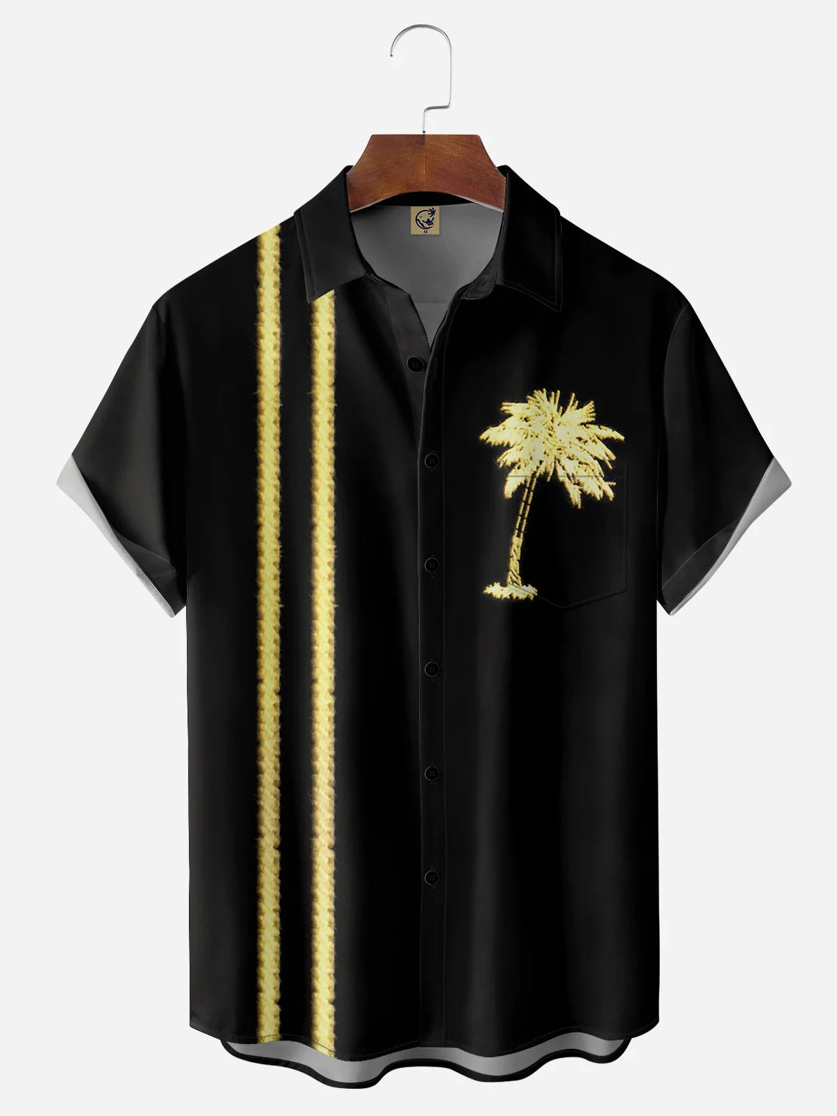 Coconut Tree Chest Pocket Short Sleeve Bowling Shirt