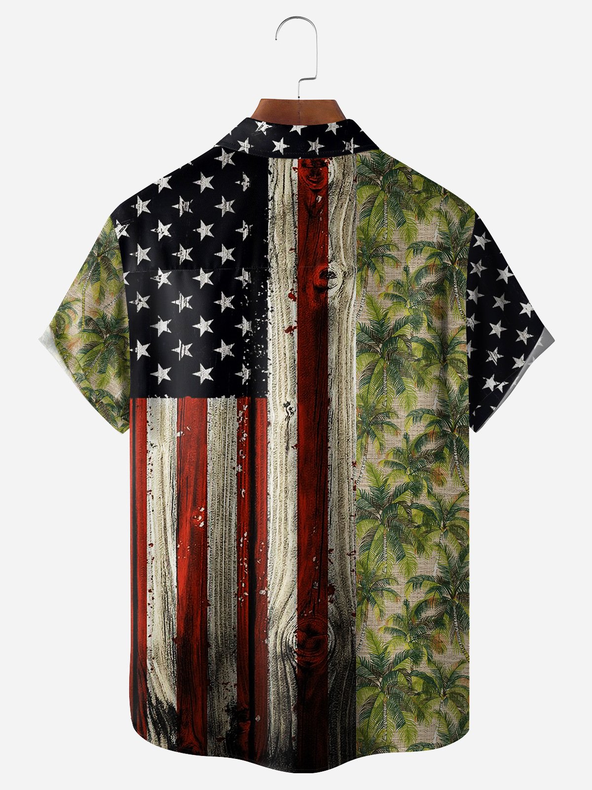 American Flag Chest Pocket Short Sleeve Casual Shirt