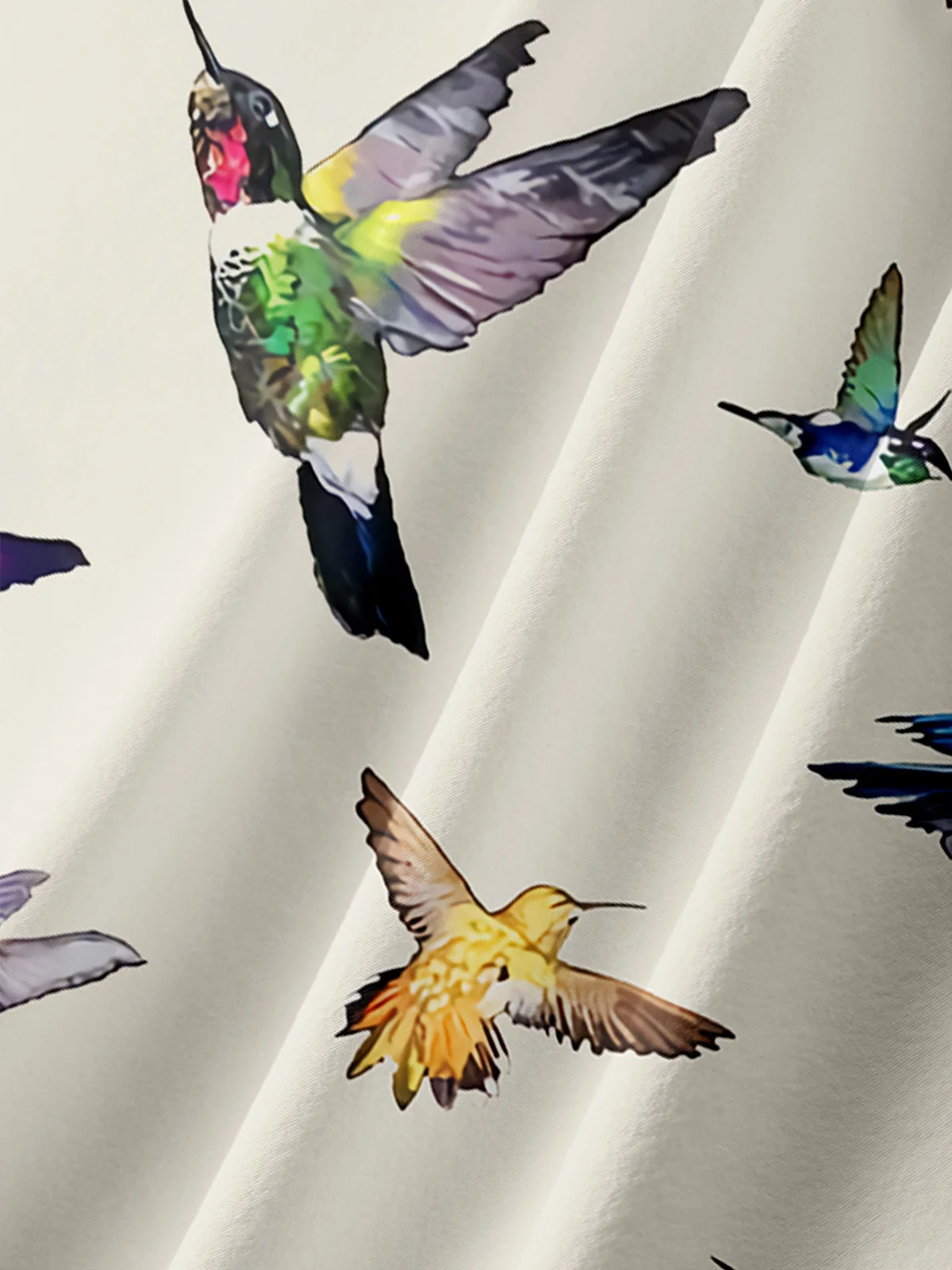 Hummingbird Festival Chest Pocket Short Sleeve Hawaiian Shirt