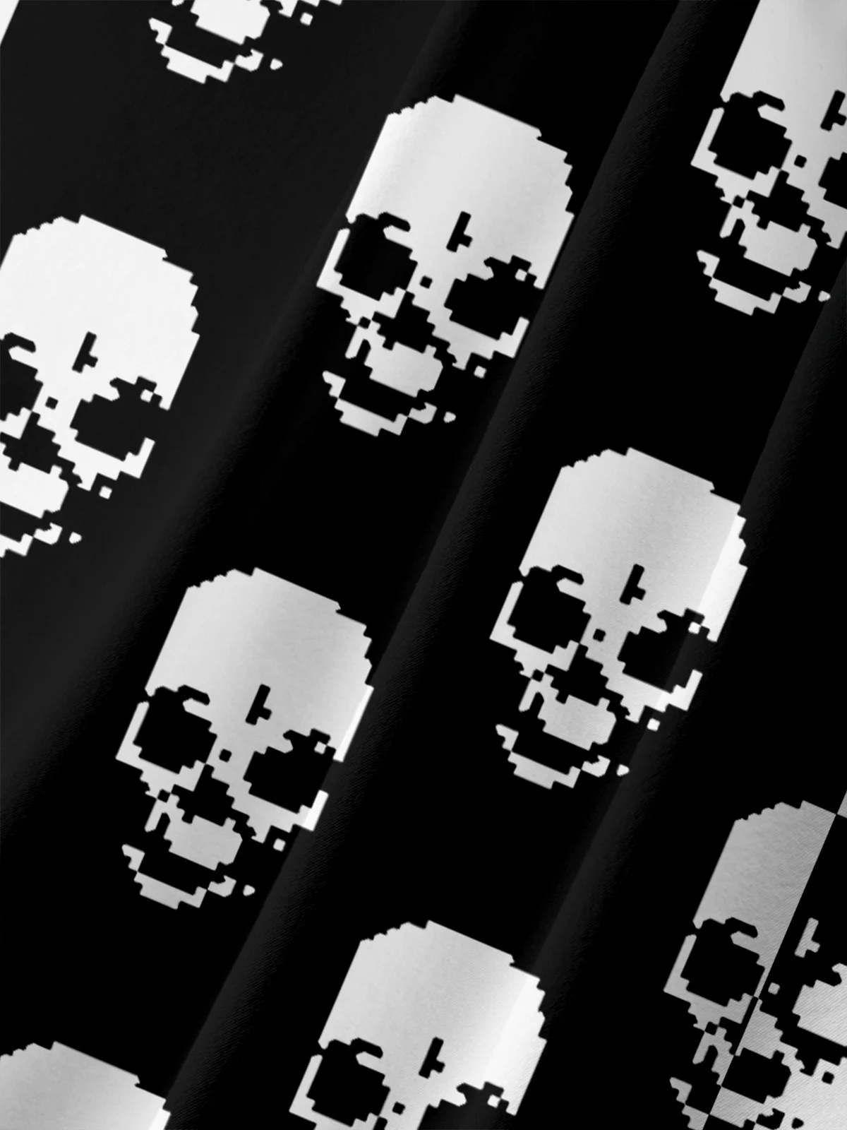 B&W Skulls Chest Pocket Short Sleeve Casual Shirt