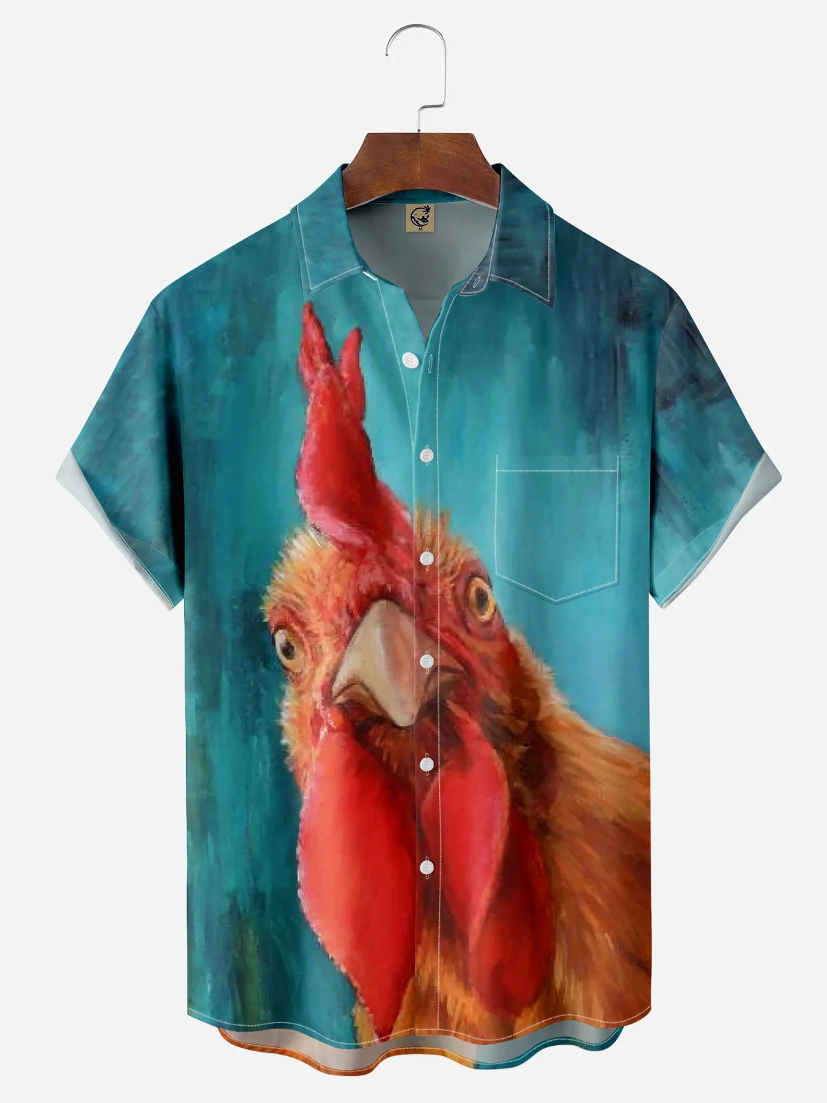 Hardaddy Funky Rooster Chest Pocket Short Sleeve Casual Shirt