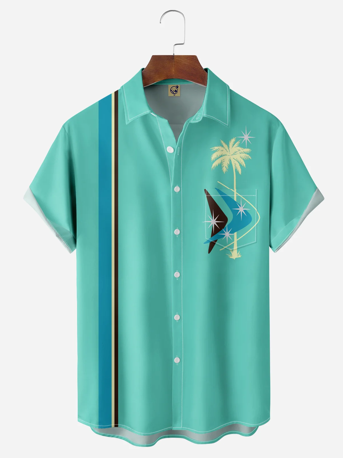 Coconut Tree Chest Pocket Short Sleeve Hawaiian Shirt