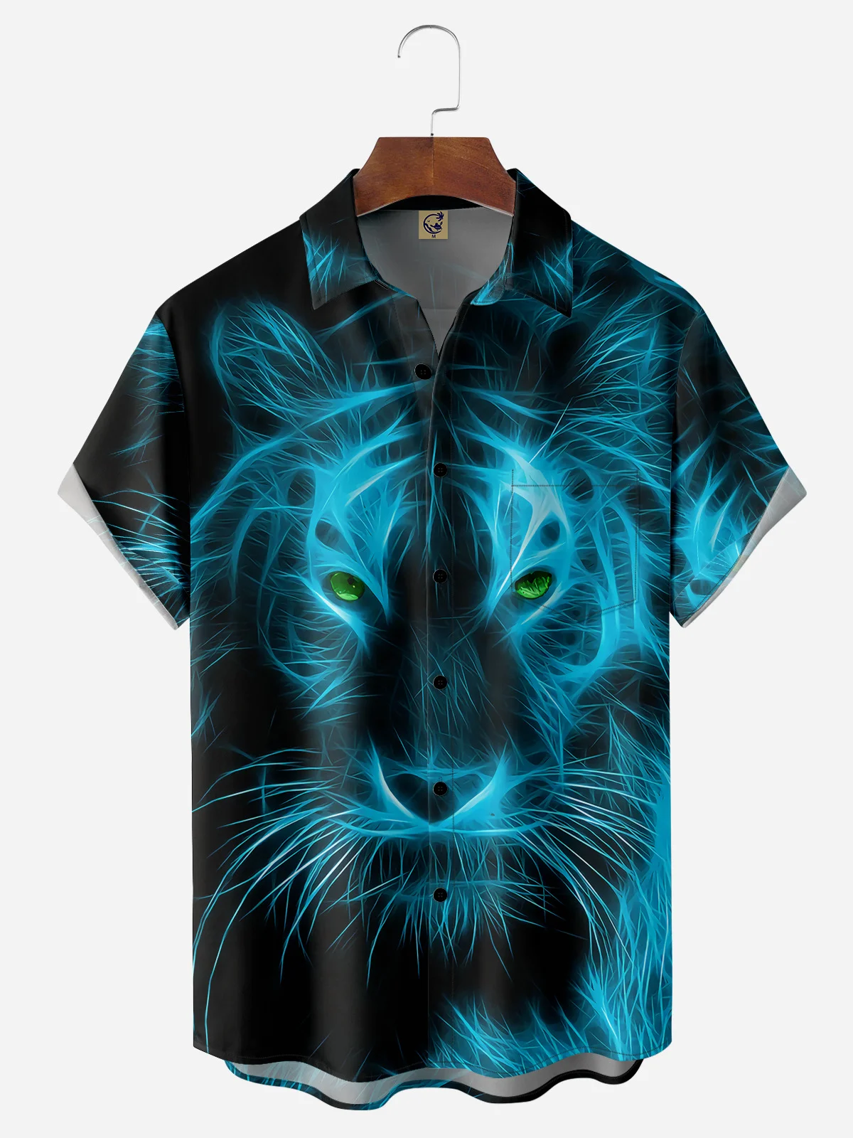 Tiger Chest Pocket Short Sleeve Hawaiian Shirt