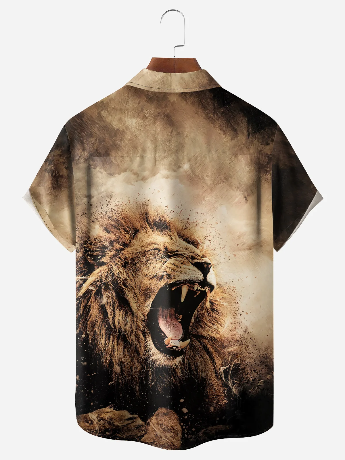 Lion Chest Pocket Short Sleeve Casual Shirt