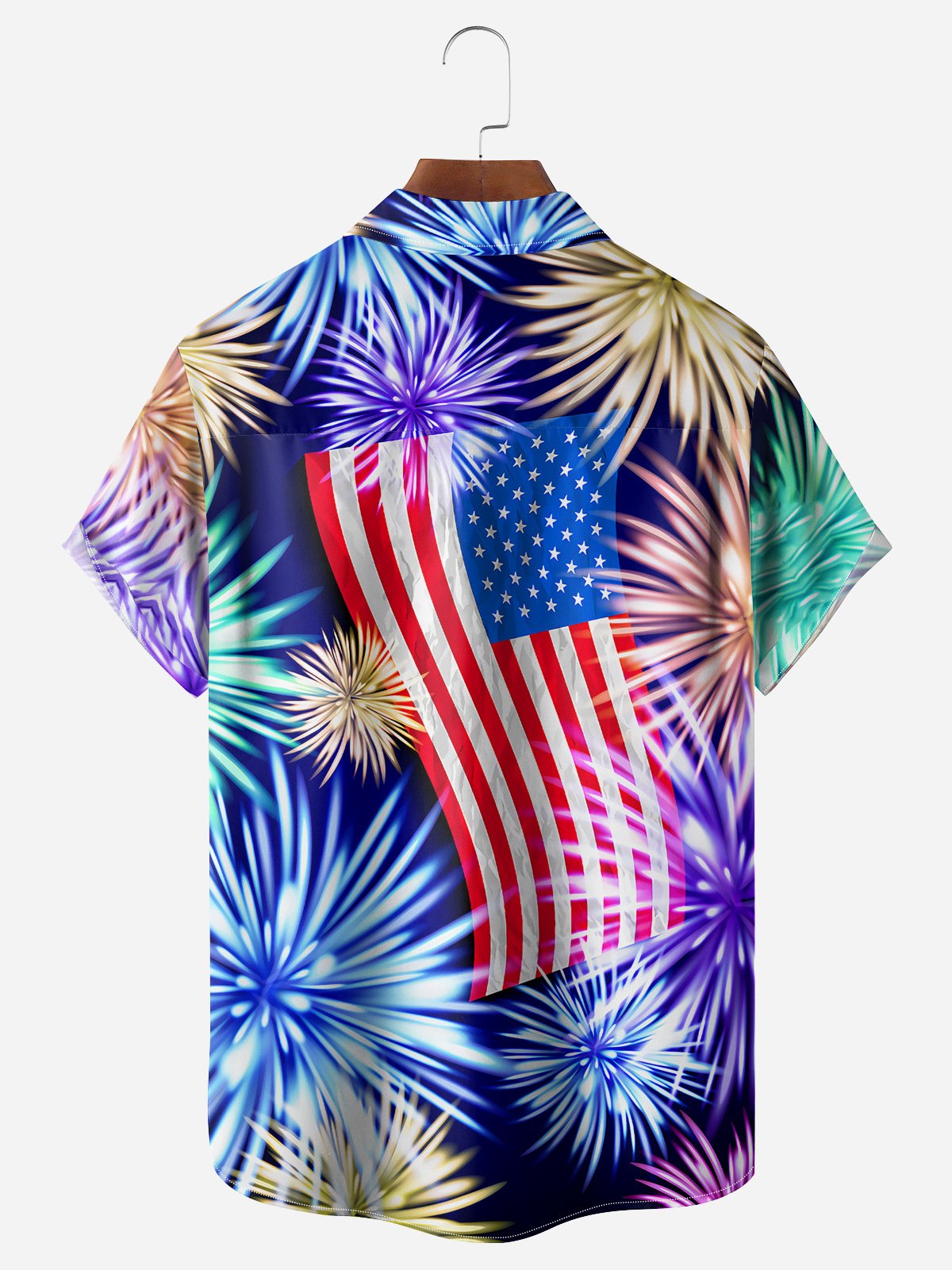 Indepndence Day Flag Chest Pocket Short Sleeve Shirt