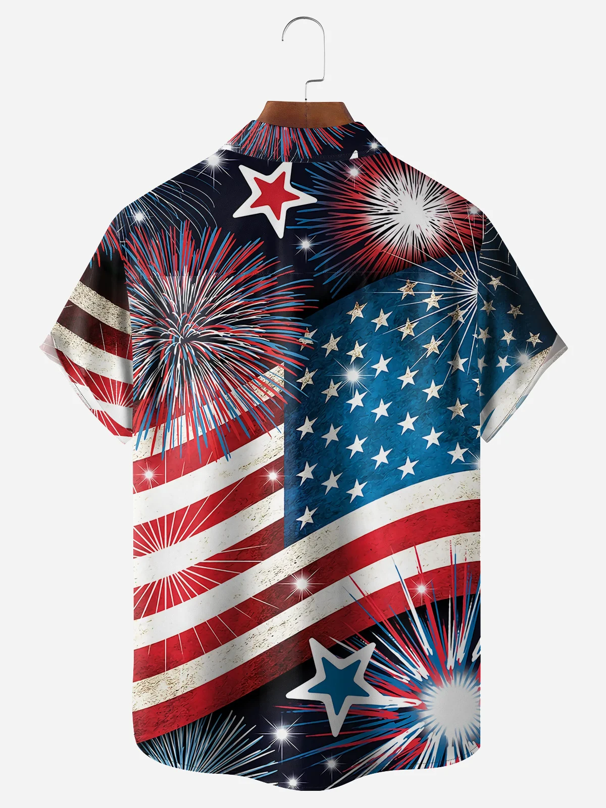 Indepndence Day Flag Chest Pocket Short Sleeve Shirt