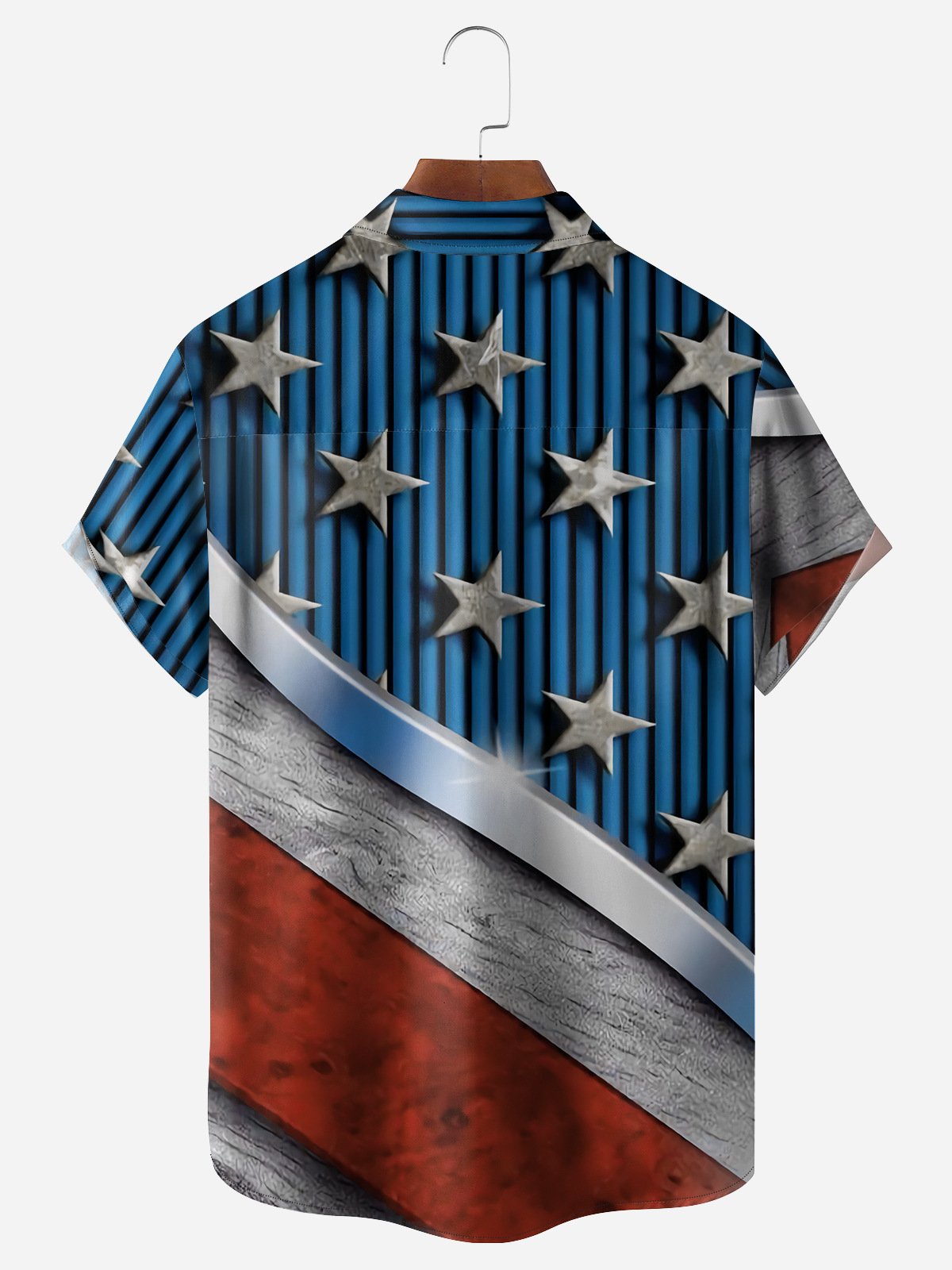 American Flag Chest Pocket Short Sleeves Casual Shirts