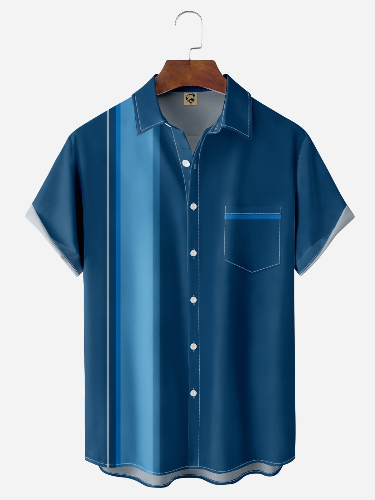 Basic Chest Pocket Short Sleeve Bowling Shirt