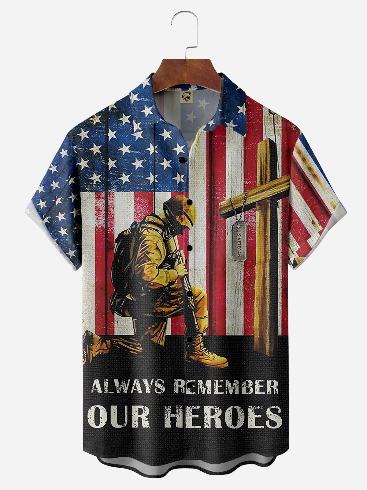 Veterans Memorial Day Chest Pocket Short Sleeve Shirt