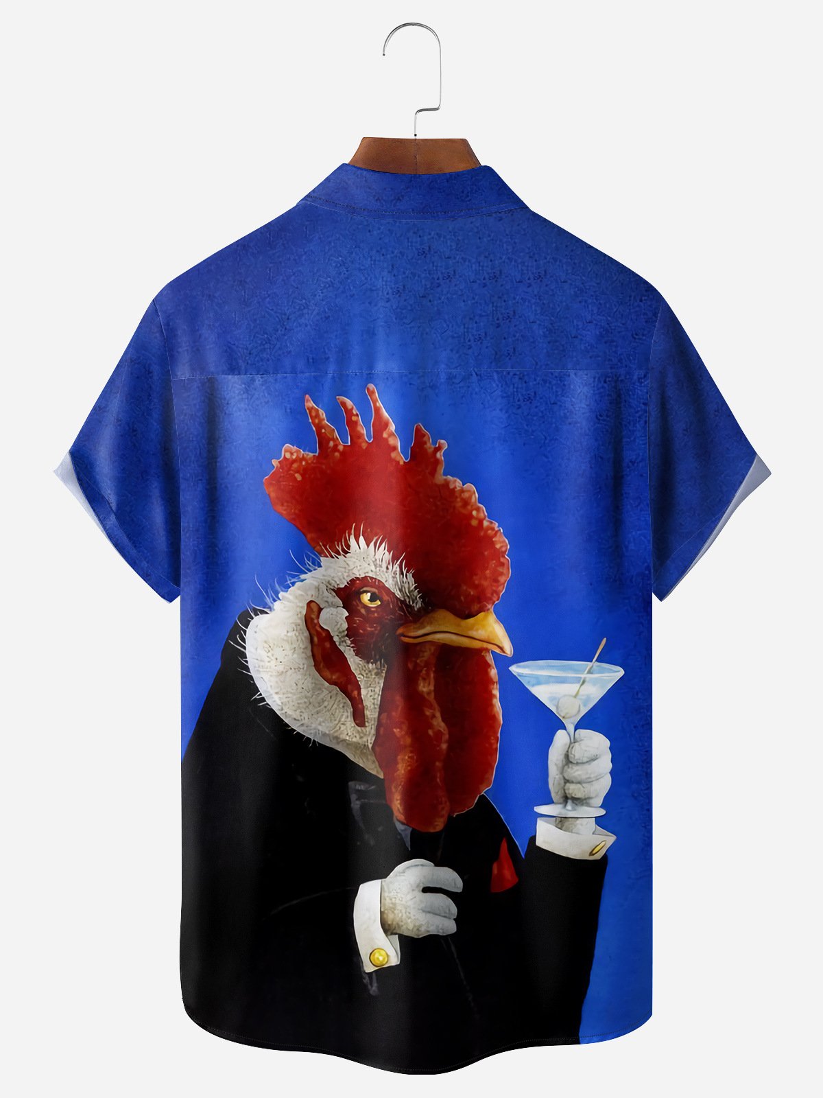 Hardaddy Rooster Painting Chest Pocket Short Sleeve Casual Shirt