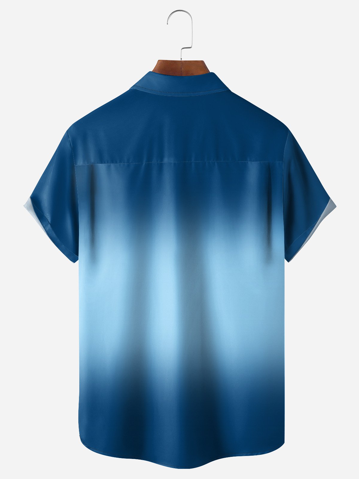Anchor Stripe Gradient Chest Pocket Short Sleeves Bowling Shirt