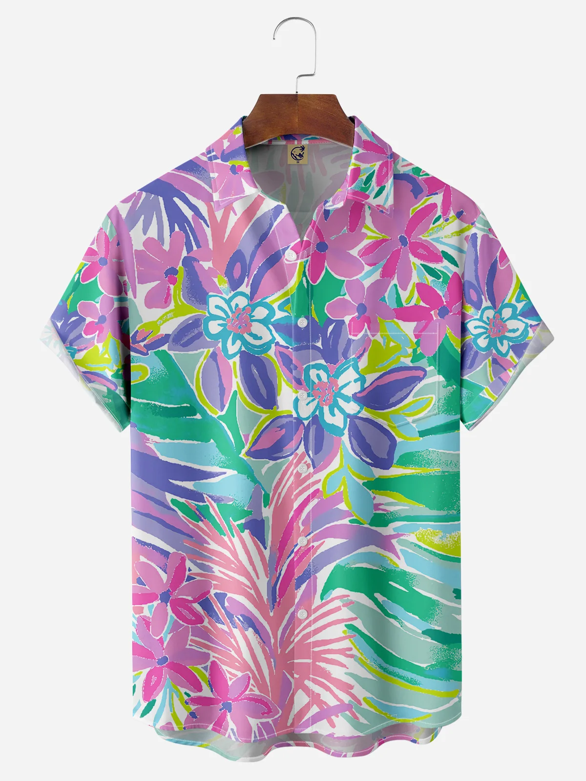 Floral Chest Pocket Short Sleeve Hawaiian Shirt