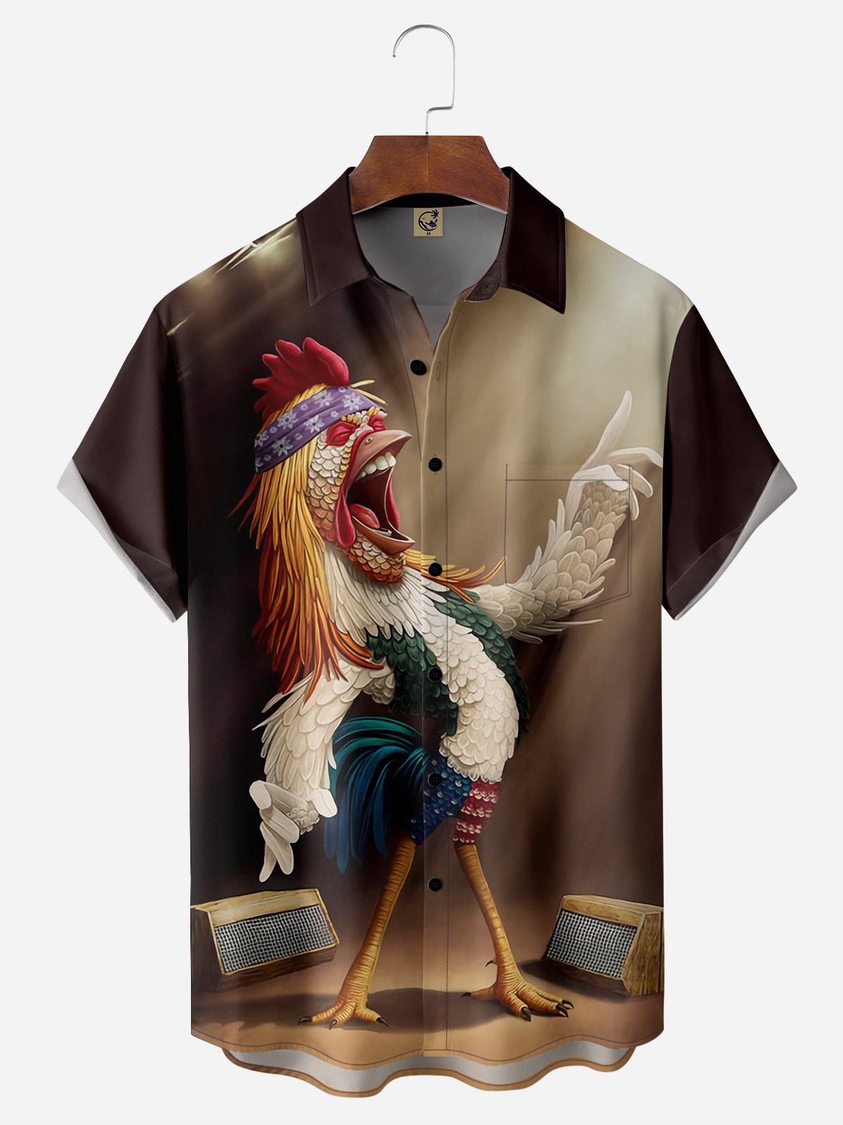 Hardaddy Rooster Chest Pocket Short Sleeves Casual Shirts