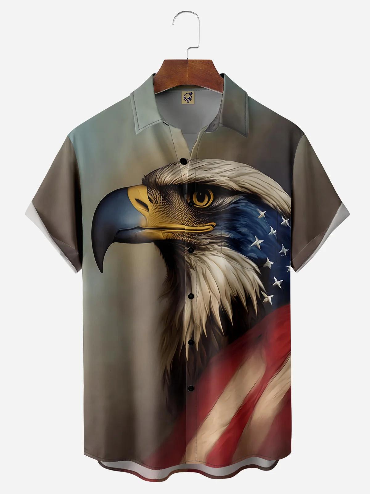 Eagle Proud Chest Pocket Short Sleeve Casual Shirt