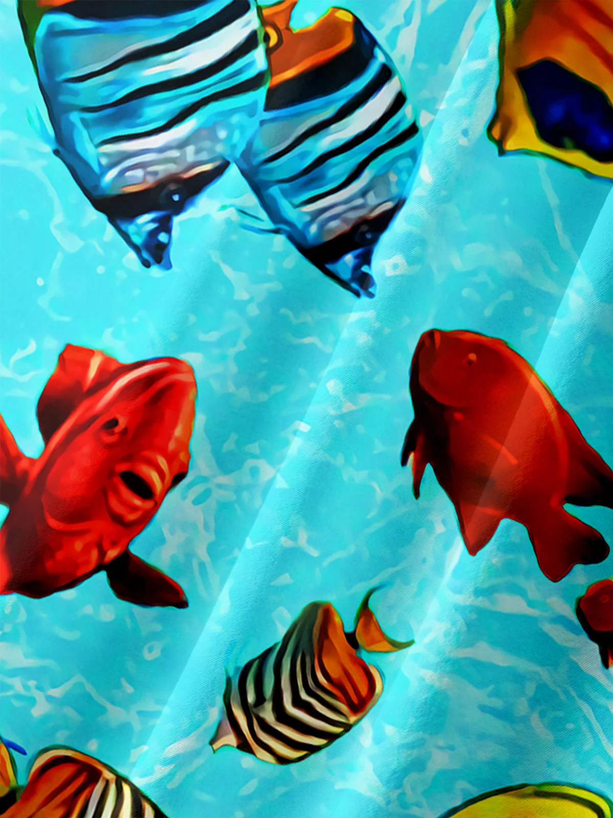 Fishes Chest Pocket Short Sleeve Hawaiian Shirt