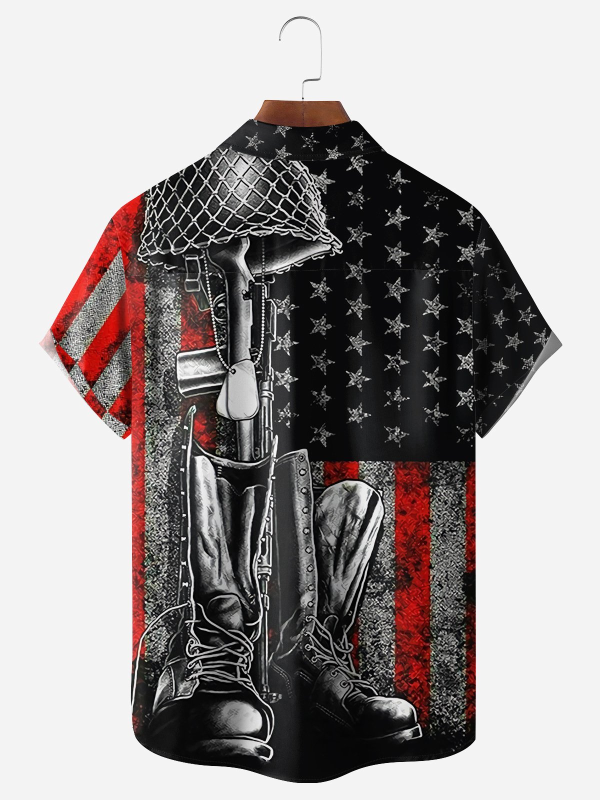 Veterans Memorial Day Chest Pocket Short Sleeve Shirt