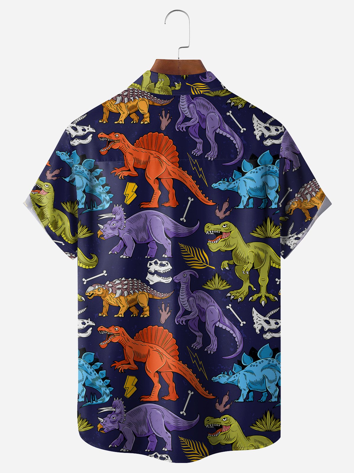 Dinosaurs Chest Pocket Short Sleeve Hawaiian Shirt