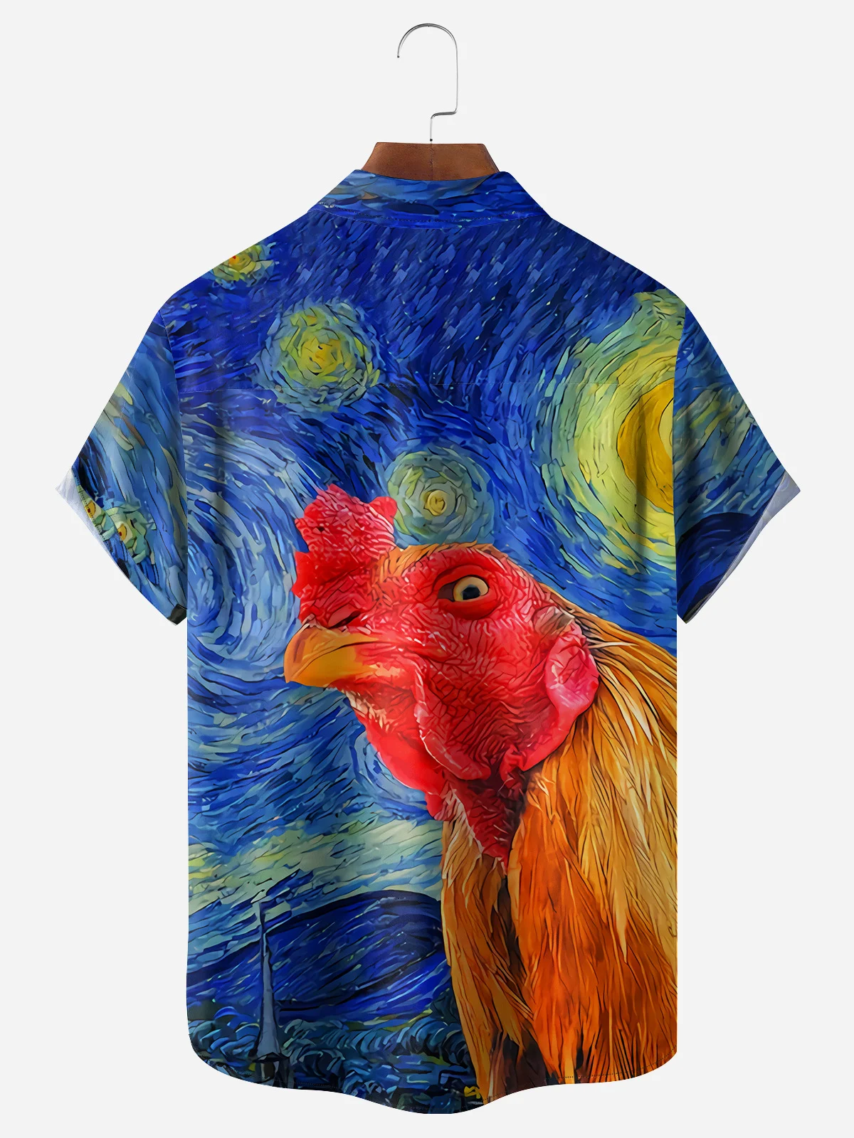 Rooster Chest Pocket Short Sleeve Casual Shirt